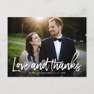 Love And Thanks Stylish Wedding Thank You Photo Postcard
