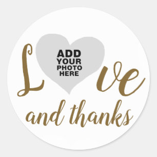 love and thanks / thank-you photo wedding classic round sticker