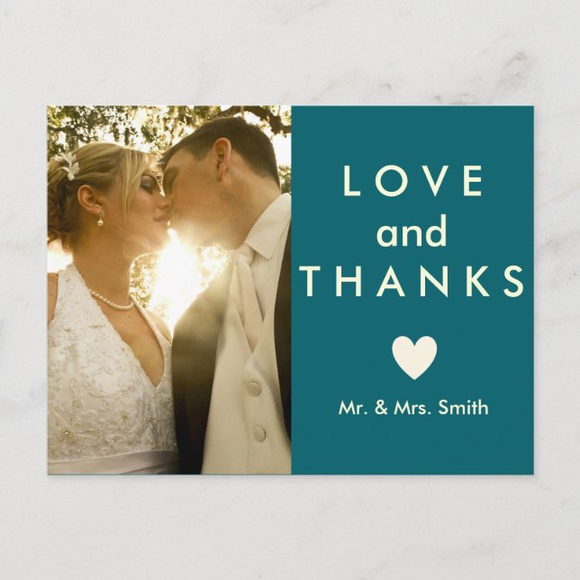 Love and Thanks Thank you Postcard (Front)