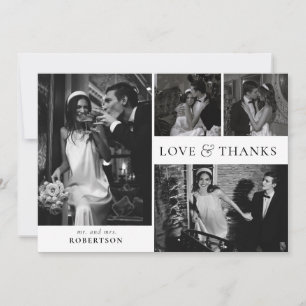 Love and Thanks Typography Photo Collage Wedding Thank You Card