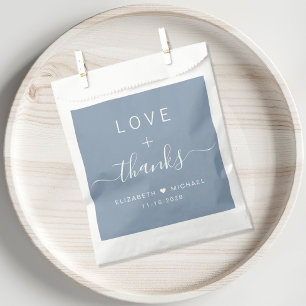 Love And Thanks Wedding Dusty Blue Favour Bags