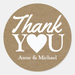 love and thanks wedding favor classic round sticker