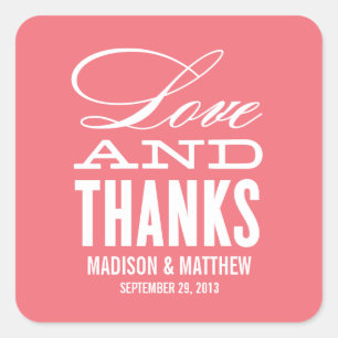 LOVE AND THANKS   WEDDING FAVOR LABELS