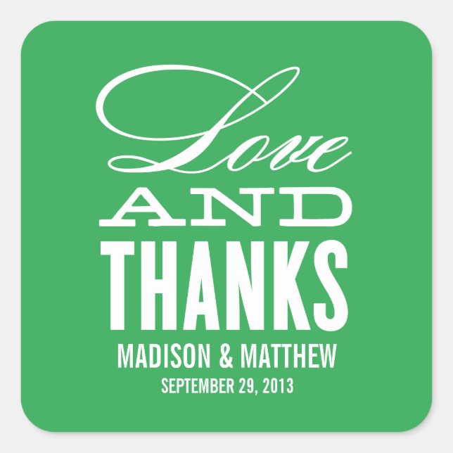 LOVE AND THANKS | WEDDING FAVOR LABELS (Front)