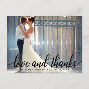 Love and Thanks Wedding Mr. and Mrs. Photo Postcard
