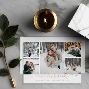 Love and Thanks Wedding Photo Collage Foil Card