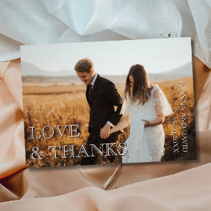 Love and Thanks Wedding Photo Dusty Rose Thank You Card