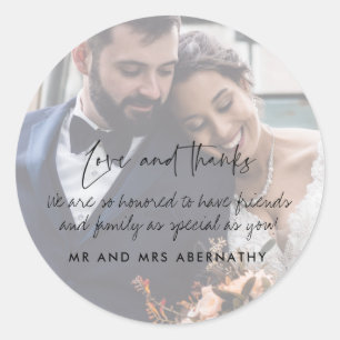 Love and Thanks Wedding Photo Favor Stickers