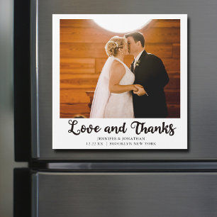 Love and Thanks Wedding Photo Magnetic Card