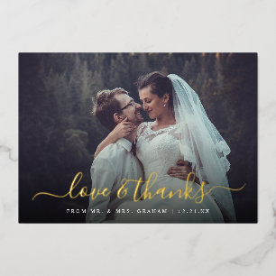 Love and Thanks Wedding Photo Overlay Foil Card