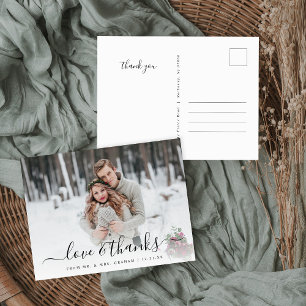 Love and Thanks Wedding Photo Overlay Postcard