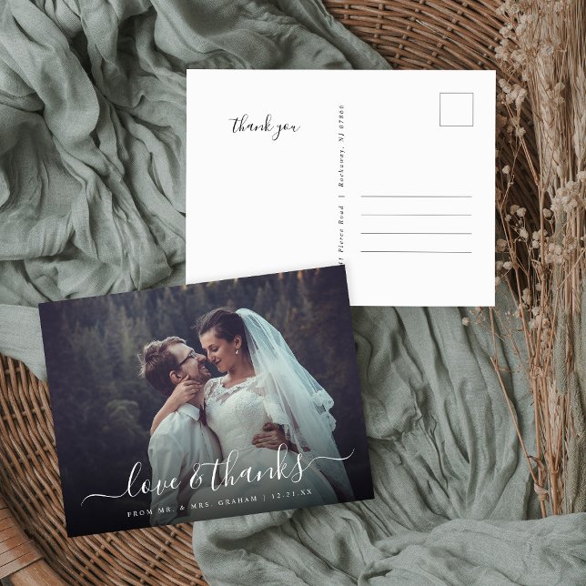 Love and Thanks Wedding Photo Overlay Postcard (Creator Uploaded)