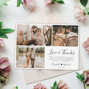 Love and Thanks Wedding Photo Thank You Card