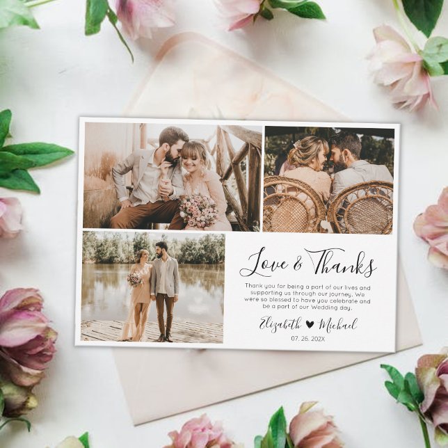 Love and Thanks Wedding Photo Thank You Card (Creator Uploaded)