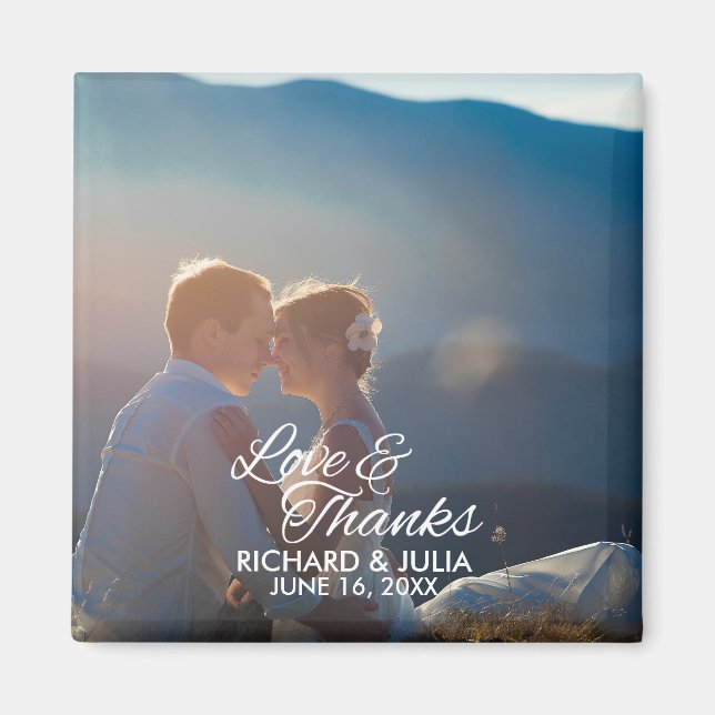 Love and Thanks | Wedding Photo Thank You Favour Magnet (Front)
