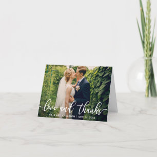Love and Thanks Wedding Photo Thank You Note Card