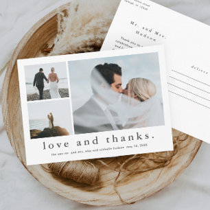 Love and Thanks Wedding Photo Thank You  Postcard
