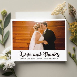 Love and Thanks Wedding Photo Thank You Postcard