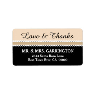 LOVE and THANKS Wedding Scalloped Ribbon V06 Label