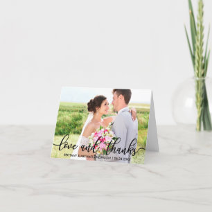 Love and Thanks Wedding Thank You Photo B Note Card