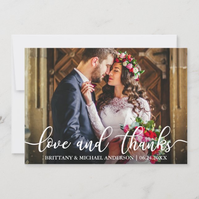 Love and Thanks Wedding Thank You Photo Card (Front)