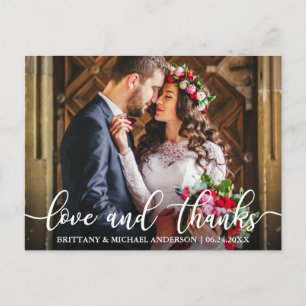 Love and Thanks Wedding Thank You Photo Postcard