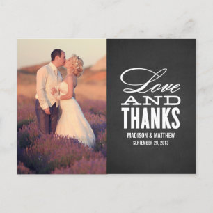 LOVE AND THANKS   WEDDING THANK YOU POST CARD