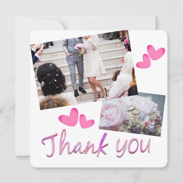 Love and Thanks Weddings Photo Collage Thank You Card (Front)