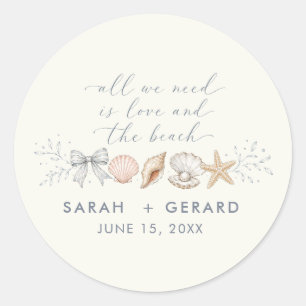 Love and The Beach Destination Wedding Classic Round Sticker