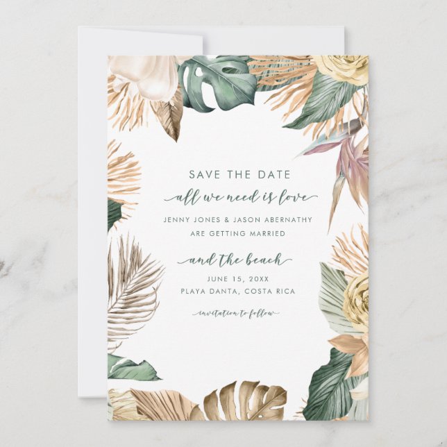 Love and the Beach Photo Beach Destination Save The Date (Front)