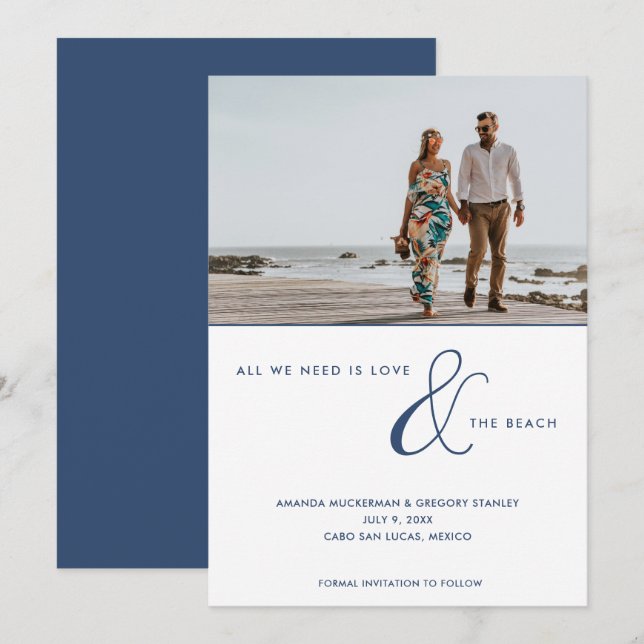 Love and the Beach Photo Beach Wedding  Save The Date (Front/Back)