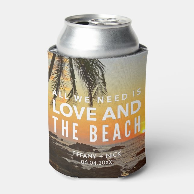 Love and The Beach Wedding Day Favours Can Cooler (Can Front)