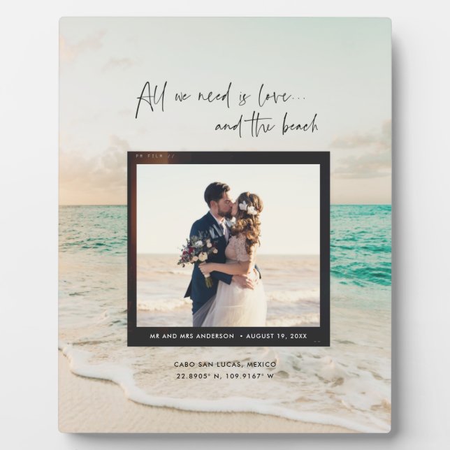 Love and the Beach Wedding Photo Plaque (Front)
