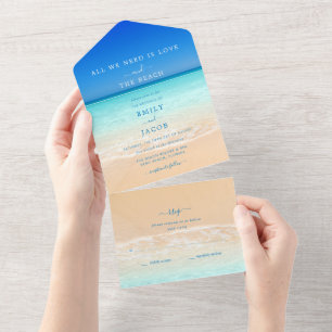 Love and the Beach Wedding RSVP  All In One Invitation