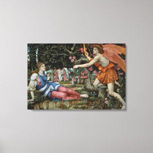 Love and the Maiden (oil on canvas) Canvas Print