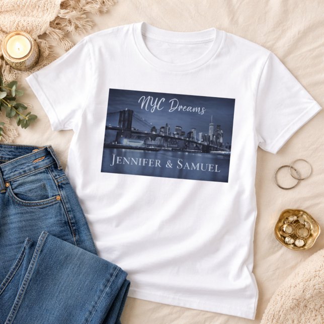 Love and Unforgettable Memories NYC Skyline Couple T-Shirt (Creator Uploaded)