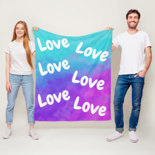 Love and Unicorn Clouds Fleece Blanket