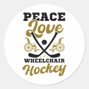 Love And Wheelchair Hockey Design Wheelchair Hocke Classic Round Sticker