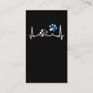 Love Animals Colourful Paw Heartbeat Business Card