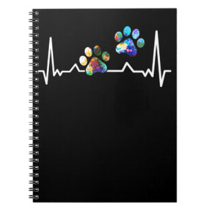 Love Animals Colourful Paw Heartbeat Notebook