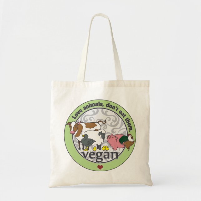 Love Animals Dont Eat Them Vegan Tote Bag (Front)