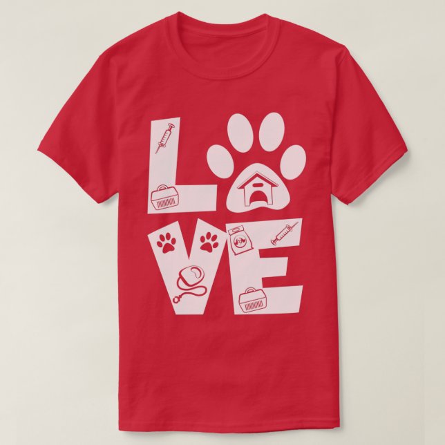 Love Animals Vet Tech Veterinarian T-Shirt (Design Front)