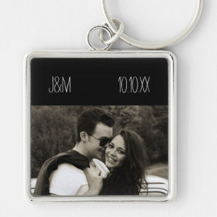Love Anniversary Couple Photo Date Initials Key Ring