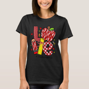 Love Apple Pencil Teacher Aide Life Bow Hearts Fun T-Shirt