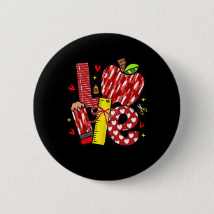 Love Apple Pencil Teacher Life Bow Hearts Funny 6 Cm Round Badge