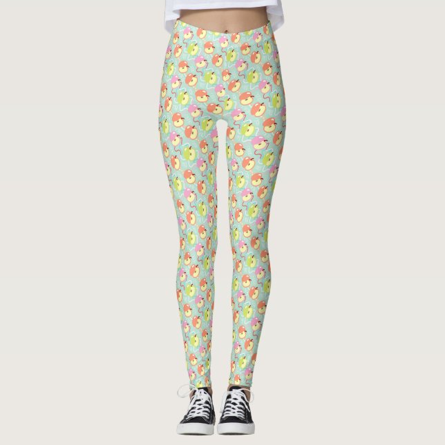 Love Apples Teal Leggings (Front)