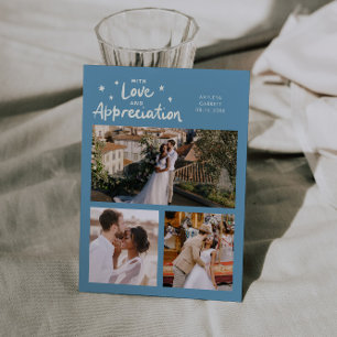 Love Appreciation Wedding Multi Photo Denim Blue Thank You Card