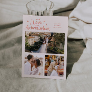 Love Appreciation Wedding Multi Photo Peach Thank You Card