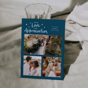Love Appreciation Wedding Multi Photo Teal Thank You Card