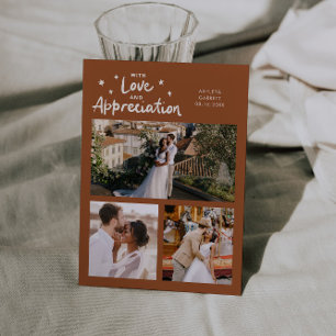 Love Appreciation Wedding Multi Photo Terracotta Thank You Card